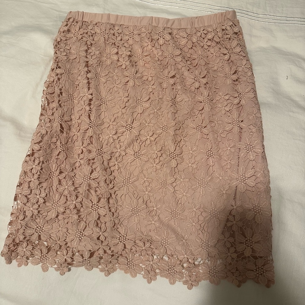 Adiva Floral Lace Pencil Skirt - Dusty Rose